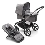 Bugaboo Fox 5 All-Terrain Stroller, 2-in-1 Baby Stroller with Full Suspension, Easy Fold, Spacious Bassinet, Extendable Toddler Seat, One-Handed Maneuverability (Grey Melange), 42.0 pounds, 1.0 Count