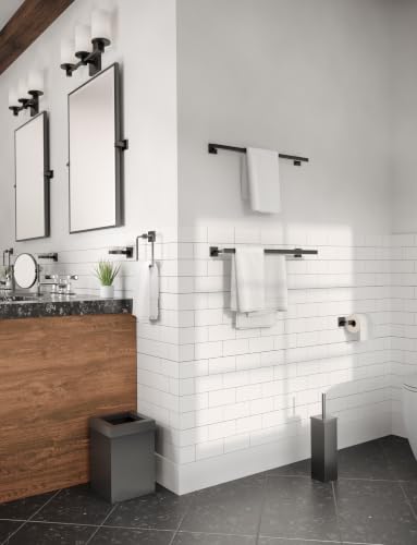 Image of Gatco 4050AMX Elevate, Towel Bar, 30 inch, Matte Black /Wall Mounted 30 Inch Towel Holder for Bathroom