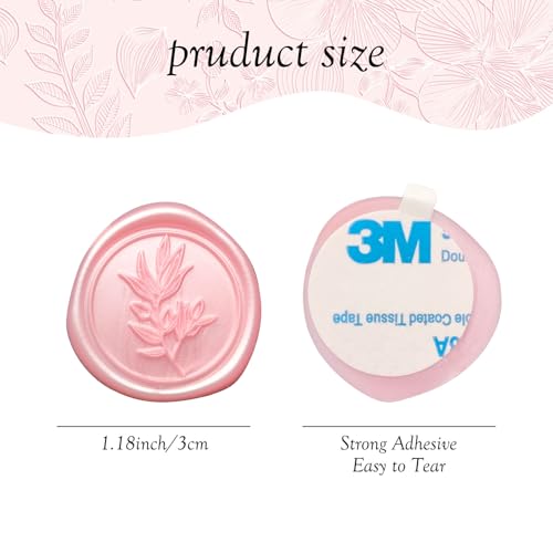 50Pcs Pink Self-Adhesive Wax Seal Stickers - Olive Branch Envelope Seal Stickers Perfect for Wedding Invitation, Envelopes, Wedding Invitation Accessories, Christmas Cards, Gift Wrapping