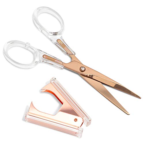 Acrylic Rose Gold Scissors and Staple Remover (2 Pieces)