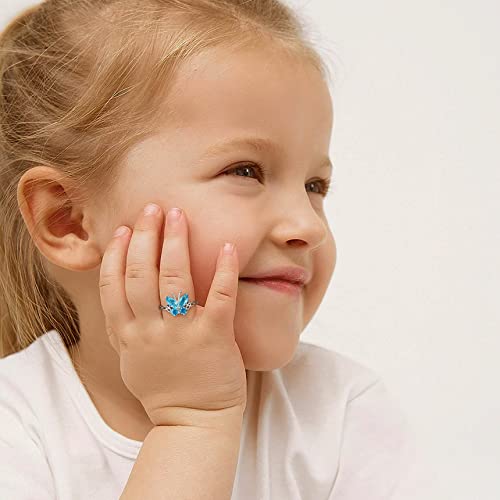 Bestyle Sterling Silver Butterfly Ring, Butterflies December-Blue Topaz Birthstone Rings Adjustable Hypoallergenic Silver Ring Delicate Everyday Jewelry Gift For Women Teen Girls #TOP4