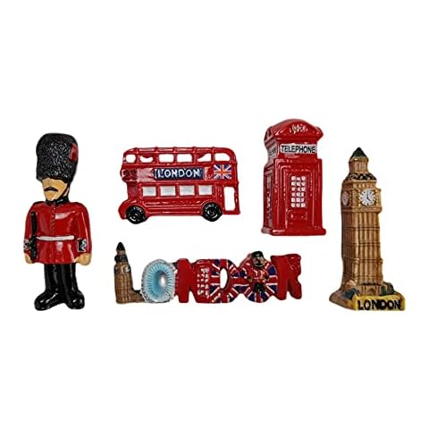 (5 pcs) London Land Mark Poly Resin Fridge Magnets, Good for Friends and Families, Hand Painting Cover