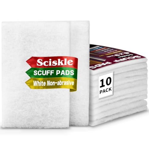 6 x 9 White Non-Scratch Polishing & Buffing Pads 10 Pack Non-Abrasive Scouring Pads for Auto Detailing Woodworking & Multi-Surface Cleaning Reusable & Washable Non-Woven Pads