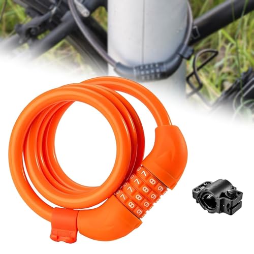Candado de Bicicleta con Combinación, Naranja miniatura 7