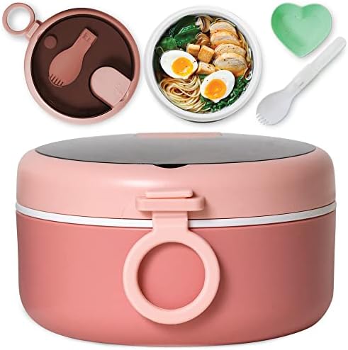 Souper-Duper Ramen Bowl Set with Utensil & Saucer • Microwave & Eat Noodles in the Same Soup Bowl • Big Enough for 2 Packs of Ramen • Grab & Go Leak Proof Lid • Easy to Clean • For Dorm & Home (Pink)