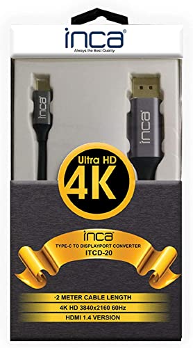 İnca ITCD-20 TYPE-C TO DISPLAYPORT 4K 2 METER CABLE, Schwarz - Image 3