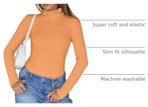 Image of Trendy Queen Womens Turtleneck Tops Winter Clothes | Long Sleeve Basic Shirts,Stretchy Fit,Tight Lightweight Fall Fashion 2026