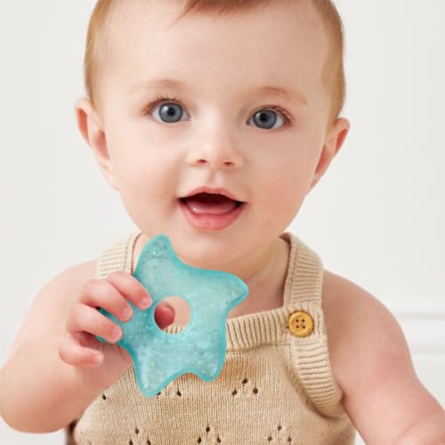 Image of Itzy Ritzy Water-Filled Teethers - Cold Cutie Coolers Textured On Both Sides to Massage Sore Gums & Emerging Teeth - Can Be Chilled in Refrigerator, Set of 3 Seaside Water Teethers