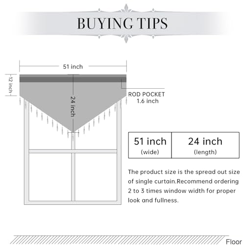 Wubodti Beaded Sheer Valance Curtains 3 Pieces With Rod Pocket thumb #5