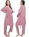 SWOMOG Maternity Nursing Robe Set 3 PCS Postpartum Breastfeeding Pajamas Hospital Pregnancy Pjs Double Layer Lounge Set, Taro Purple Large