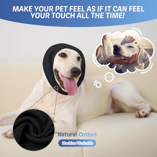 COMFPET Happy Hoodie für Hunde & Katzen, Lärm- & Gehörschutz, beruhigende Ohrenschützer, Ohren- & Windschutz, reduziert die Angst vor Feuerwerk, ideal für die Zeit nach Einer Operation, S(Schwarz)