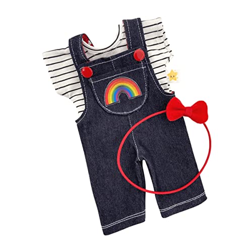 Roupa boneca baby Alive Jardineira jeans camiseta e tiara