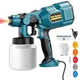 Electric Paint Sprayer 850W with 6 Copper Nozzles (0.5-3.0mm) & 1200ml Container, High Power Wall Fence Spray Gun for Home Interior Furniture Cabinets Painting, DIY, Outdoor Garage Patio