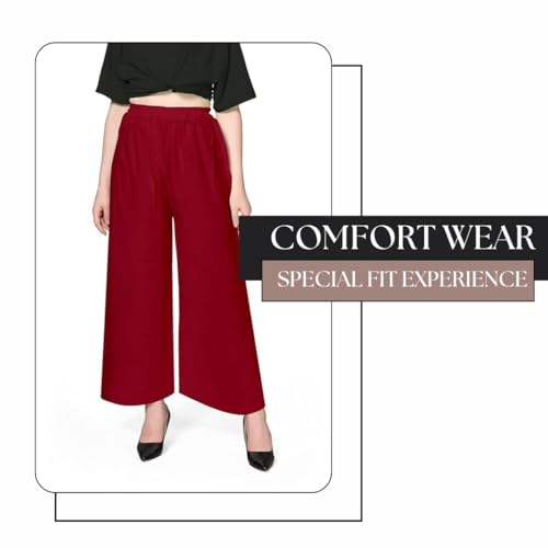 Image of Pranjal Women's Premium Regular Fit Rayon Palazzo - Free Size, Fits Up to 2XL, Stylish & Comfortable (Plazo P)