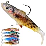 Fishing Soft Plastic Lures - Pre-Rigged Soft Fishing Lures - Great Action Swimbaits with Spinner - Fishing Gear for Bass Trout Walleye, Crappie Fishing Jigs Bait 5pcs/Set