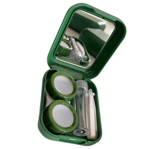 CLISPEED Estuche para Lentes de Contacto Compacto con Espejo y Herramienta de Extracción Caja Portátil para Almacenamiento Seguro de Lentillas Diseño Mate Antideslizante