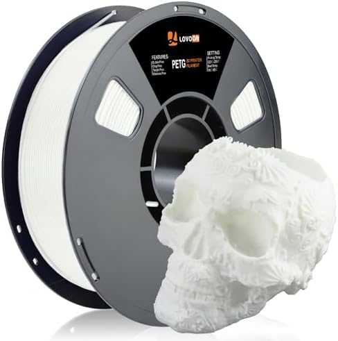 LOVOON PETG Filament 1.75mm, 3D Printer Filament, 1kg Filament (2.2lbs), Dimensional Accuracy Probability +/- 0.02 mm, Fit Most FDM Printers (White (1-Pack))