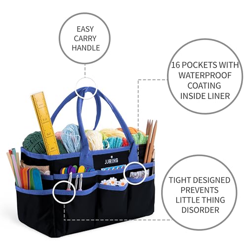 Jjring Fundamental Organizer 600D Nylon Artist Tote Bag, Blue Edge