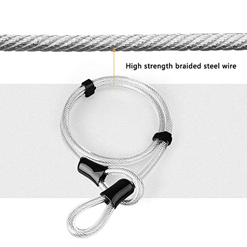 DINOKA Antirrobo en forma de U para bicicleta, antirrobo en D, de alta seguridad, con cable flexible de acero de 1,2 m, L