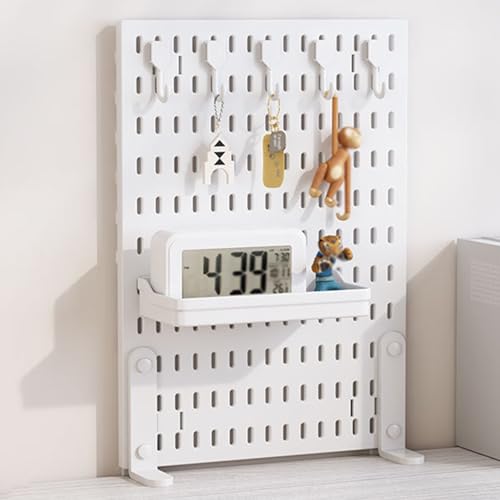 Image of Clamp-On Desk Pegboard Privacy Panel - No-Drill Office Display 30x40cm (12x15.7 inches) Ideal Desk Accessories for Home Gaming and Work Spaces (White)