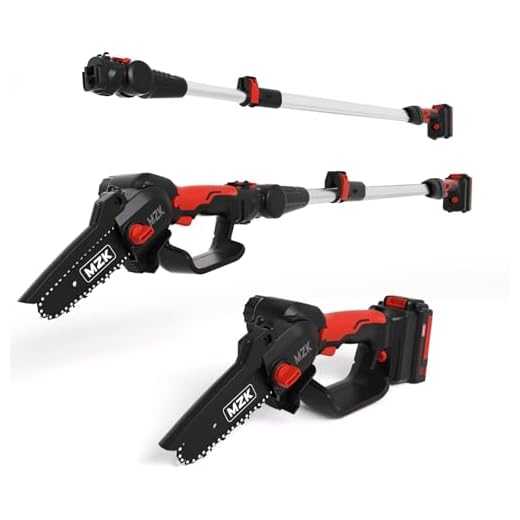 MZK 2-in-1 Cordless Pole Saw & Mini Chainsaw with 3 Replacement Chain, 20V Battery Pole Chainsaw, 4.5" Cutting Capacity, 13ft Reach Pole Saw for Tree Trimming(Battery and Fast Charger Included)