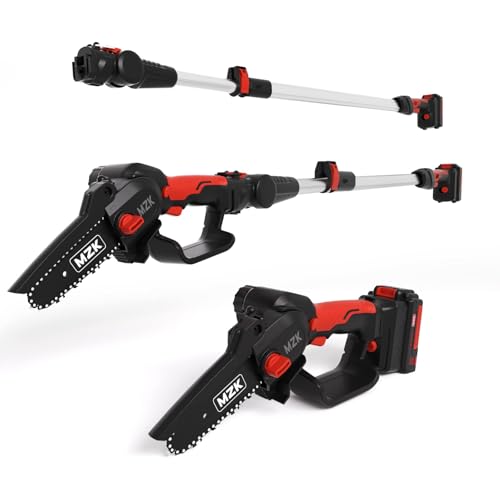 MZK 2-in-1 Cordless Pole Saw & Mini Chainsaw with 3 Replacement Chain, 20V Battery Pole Chainsaw,...