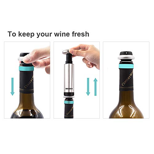 EZBASICS Wine Saver Vacuum Stoppers Set of 6, Black - Thumbnail 2
