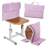 防災頭巾カバー付き 座布団 クッション にもなる 防災頭巾 2点セット 防災ずきん 幼稚園 小学生 子供 着脱簡単 ゴム ネームタグ 肩掛け ショルダー 耳穴 背もたれ 防災 クッション (パープル)