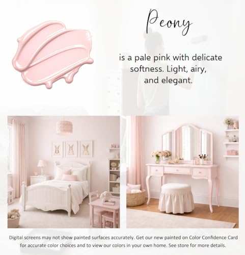 ALL-IN-ONE Paint by Heirloom Traditions, Peony (Pale Pink), Quart - Durable cabinet and furniture paint. Built in primer and top coat, no sanding needed. Includes our 30 featured color card. - Thumbnail 2