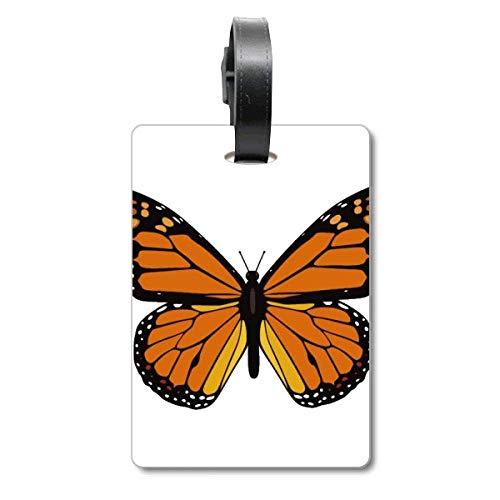 Étiquette valise papillon orange voyagez l'esprit tranquille