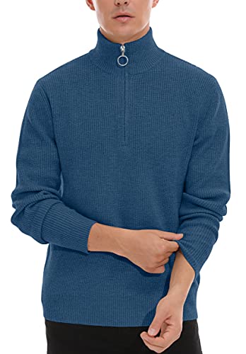 Sailwind Men's Soft Sweaters Quarter Zip Pullover Classic Ribbed Turtleneck Sweater2