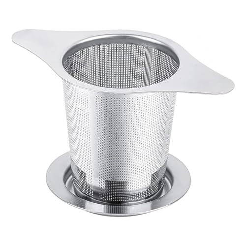 RIKONDA Universal Tea Infuser with Lid - Stainless Steel Loose Leaf Filter Basket Fits Mugs, Cups & Teapots (B)