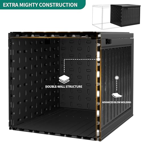 image for YITAHOME 90 Gallon Large Deck Box with Side Handles, Outdoor Double-Wa