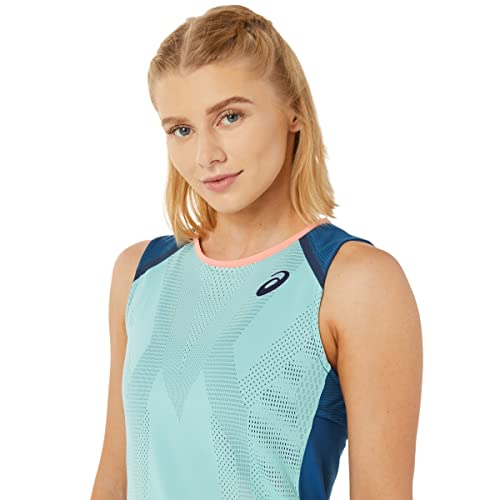 Asics Women's Match Actibreeze Tank Tennis Apparel, Xl, Oasis Green/Light Indigo #TOP3