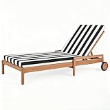 EXZFW Sonnenliege Auflage aus wasserabweisendem Polyester für den Außenbereich, Liegestuhl Auflages mit Rutschfester Unterseite & Bindebändern, Gartenliege und Relaxsessel Auflag e,Schwarz,193x56x3cm