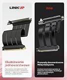 LinkUp Kabel AVA5 Riser PCIe 5.0, gotowy do GPU RTX5090 RX9070, prędkość x16 128 GB/s, kompatybilny z PCIe 4.0 & WRX80/WRX90E, kąt prosty, czarny, 20 cm (całkowita długość 24 cm)