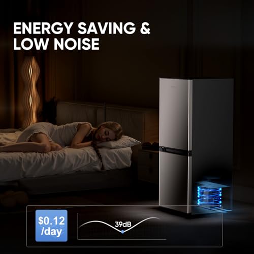 Upstreman 4.0 Cu.Ft Small Refrigerator with Bottom Freezer, Double Door Mini Refrigerator with Freezer, Mini Fridge for Kitchen, Apartment, Dorm, Office, BM40 (Stainless) on Fridge.com