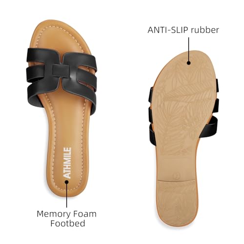 Image of ATHMILE Sandals for Women 2026 Vacation Womens Sandals Dressy Summer Flats Sandals Women Slides for Party Wedding Beach