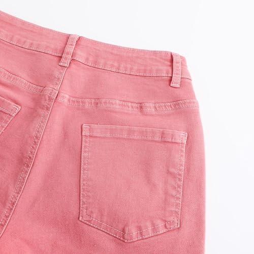 Image of THUNDER STAR Women Mid Rise Ripped Stretchy Jeans Shorts Frayed Raw Hem Casual Denim Shorts
