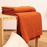 lifein Mantas de muselina de algodón, manta de óxido para sofá, cama, adultos, bebé, manta térmica de algodón de 6 capas, manta ligera y suave transpirable para otoño, manta de gasa para todas las