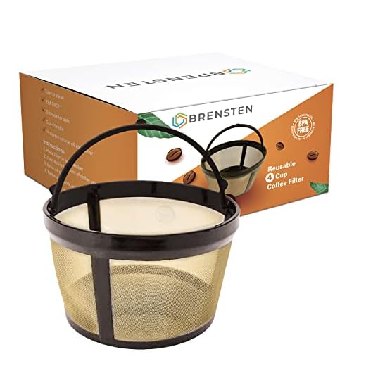 4 Cup Reusable Filter Basket With Closed Bottom Fits MrCoffee Coffee Maker and Brewer - Permanent Filter Replacement for Mr Coffee Gold Tone Basket-Style Filters