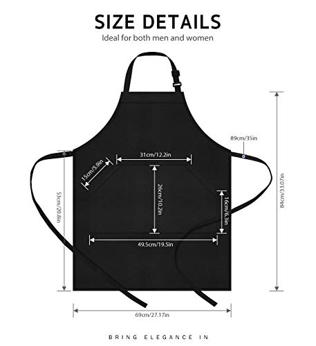 Syntus Thicker Version Waterproof Apron Adjustable Bib Apron With Large Pocket Cooking Kitchen Aprons For Women Men, Chef, Bbq, Black (2 Pack) #TOP1