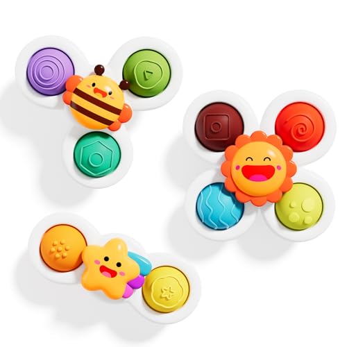 Image of ALASOU Pop Suction Cup Spinner Airplane Travel Toys for 1 Year Old Boy Girl | Novelty Spinning Tops Infant 12 18 Months,1 2 Year Old Boy Birthday Gift for Toddlers ,Sensory Baby Bath Toy Kids Ages 1-3