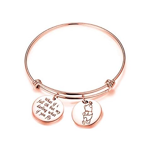 Anlive Erin Hanson Pooh Quote Bracelet What If I Fall Oh But My Darling What If You Fly Encouragement Cuff Bracelet (Rose Gold Bracelet) Cover