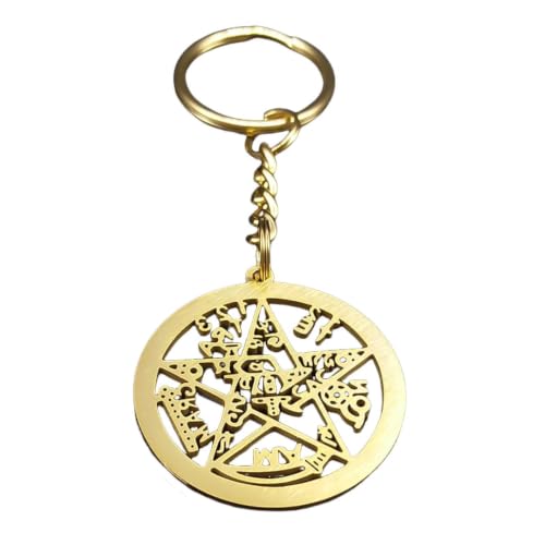 Sorcellerie Juive Pentagramme Hébreu Porte-clés Doré Homme Femme