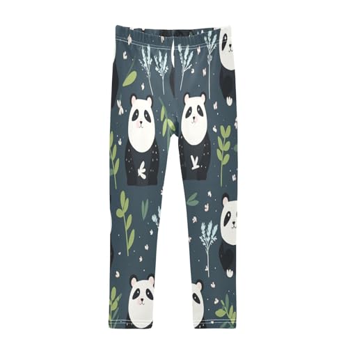 Bolaz Toddler Girls Leggings Printed Yoga Pants Leggings Green Leaves Panda for Kids