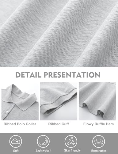 Image of Kissonic Women's Polo Dress Short Sleeve V Neck Ruffle Hem Casual Summer Golf Tennis Mini Shirt Dresses