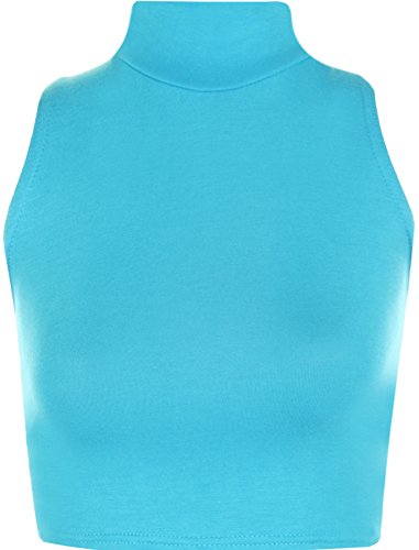 WearAll - Débardeur Court avec Un col roulé - Hauts - Femmes - Turquoise - 36-38