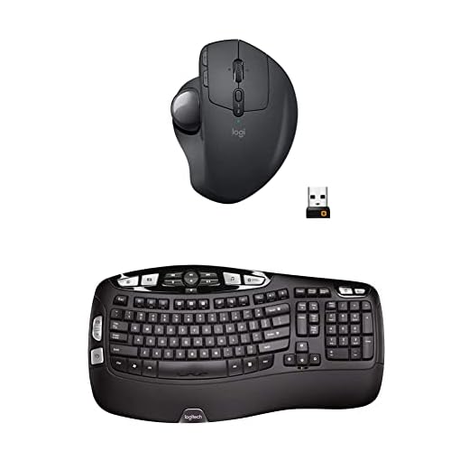 Logitech MX Ergo Wireless Trackball Mouse – Adjustable Ergonomic Design (Bluetooth or USB), Graphite & K350 2.4Ghz Wireless Keyboard
