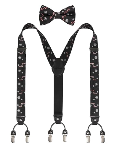 Alizeal Novelty Christmas Adjustable Suspender and Bow Tie Set for Men, 011